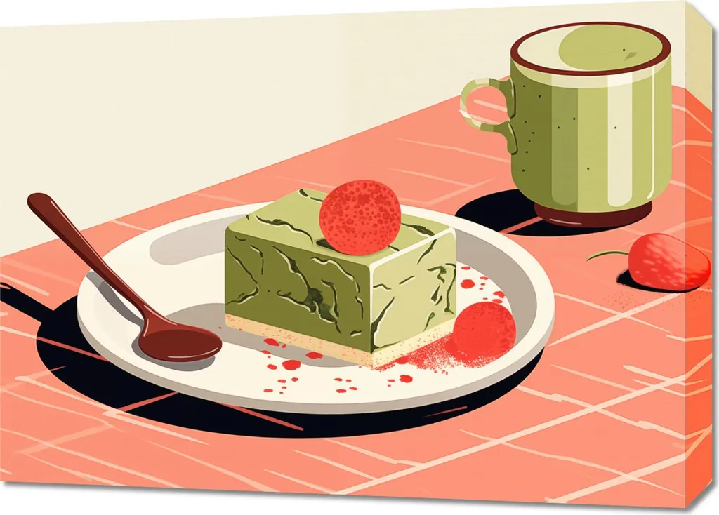 Tableau pour Cuisine Dessert au Matcha 70 x 50 cm Cadre Salon Moderne