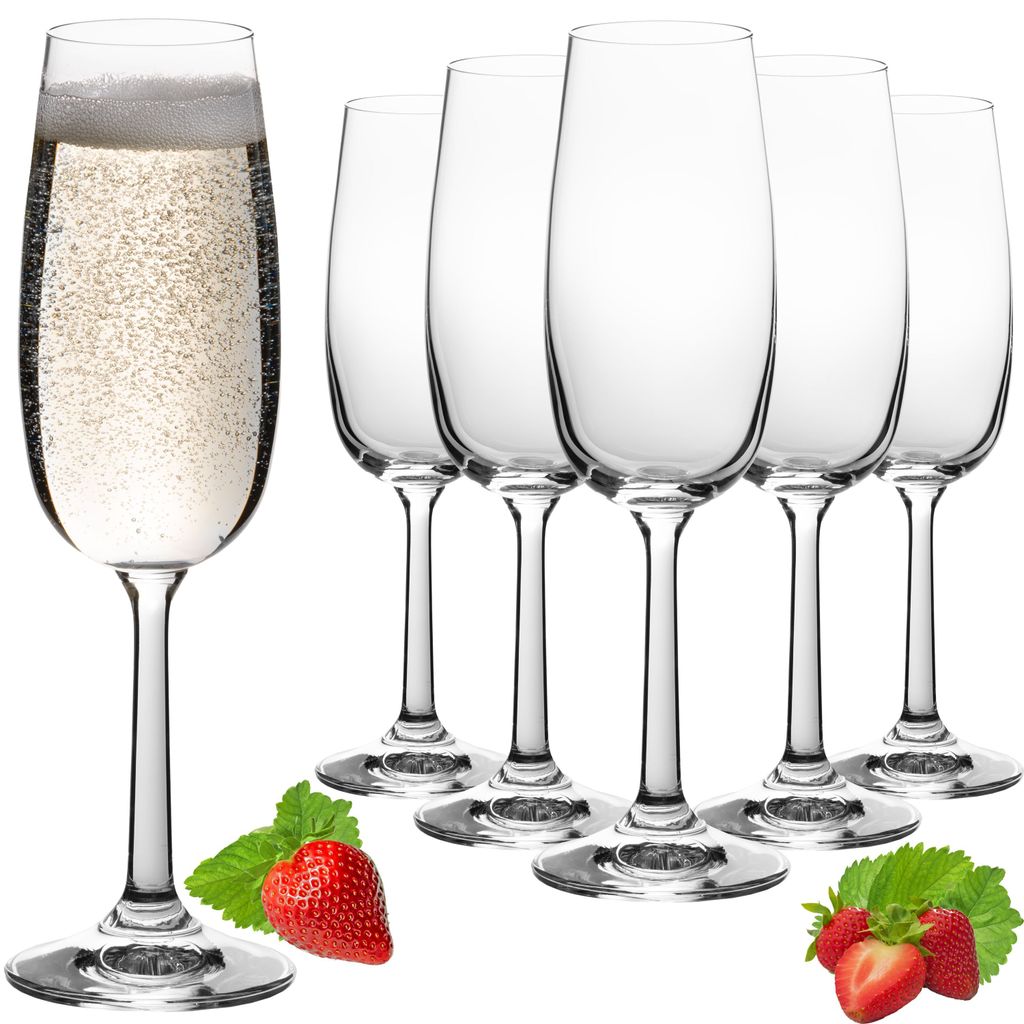 PLATINUX Sektgläser 150ml (max. 180ml) Sektkelche aus Crystalline Glas Proseccogläser Set 6-Teilig Spülmaschinenfest
