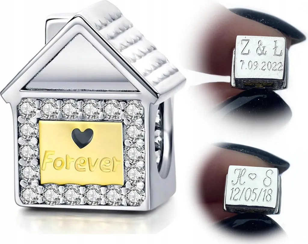 Charm Maison à Graver en Argent 925 Compatible Pandora - Bijou Personnalisé