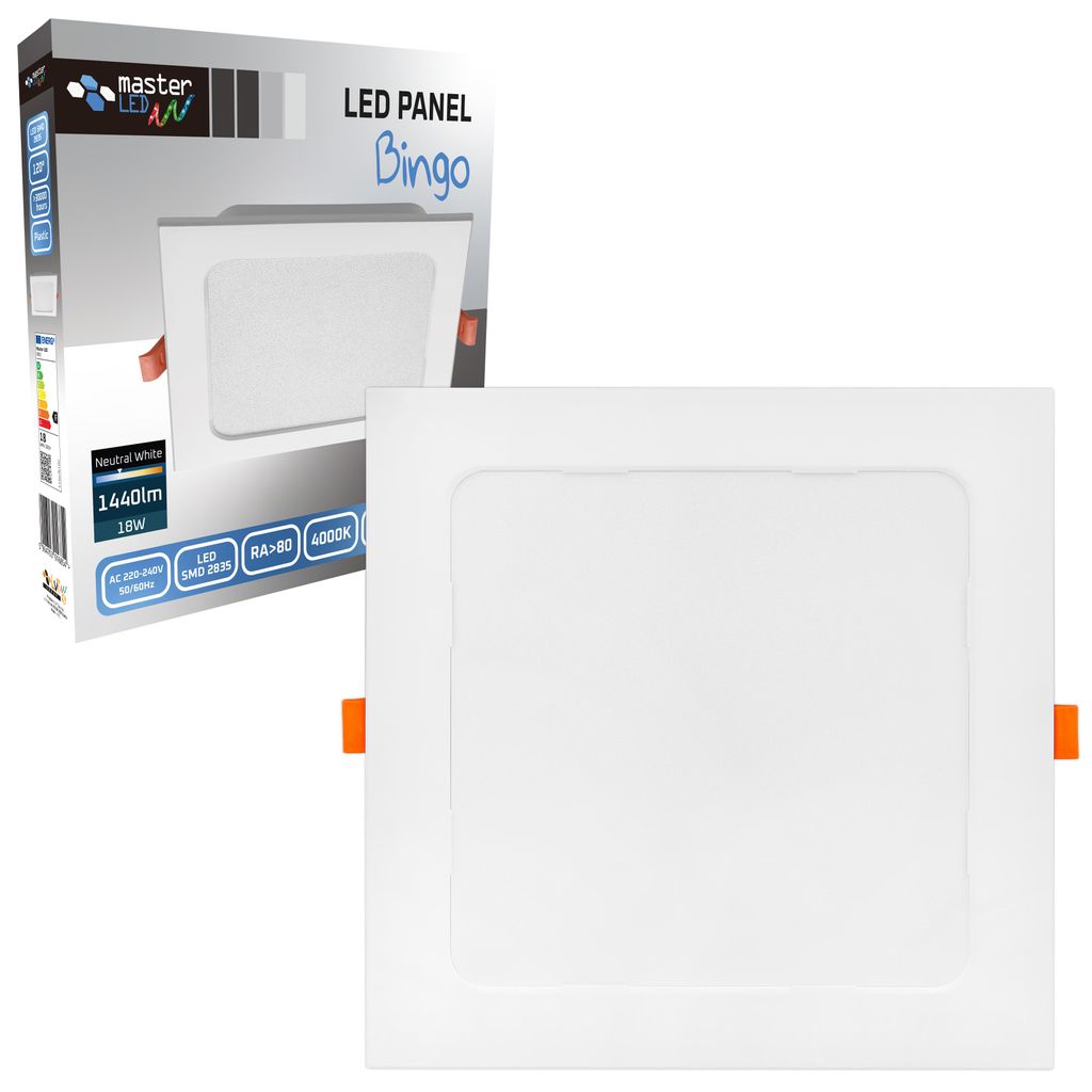 MasterLED LED Deckenpanel quadratisch 18W – weiß – 4000K – 1440 lm – Einbauleuchte – neutralweiß – IP20
