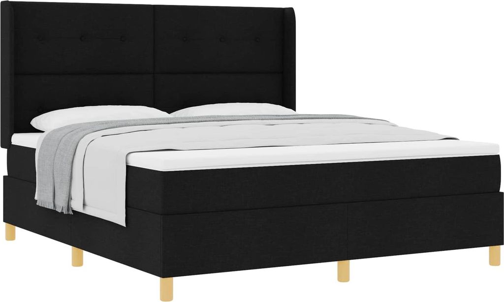 vidaXL Boxspringbett mit Matratze Schwarz 180 x 200 cm Stoff
