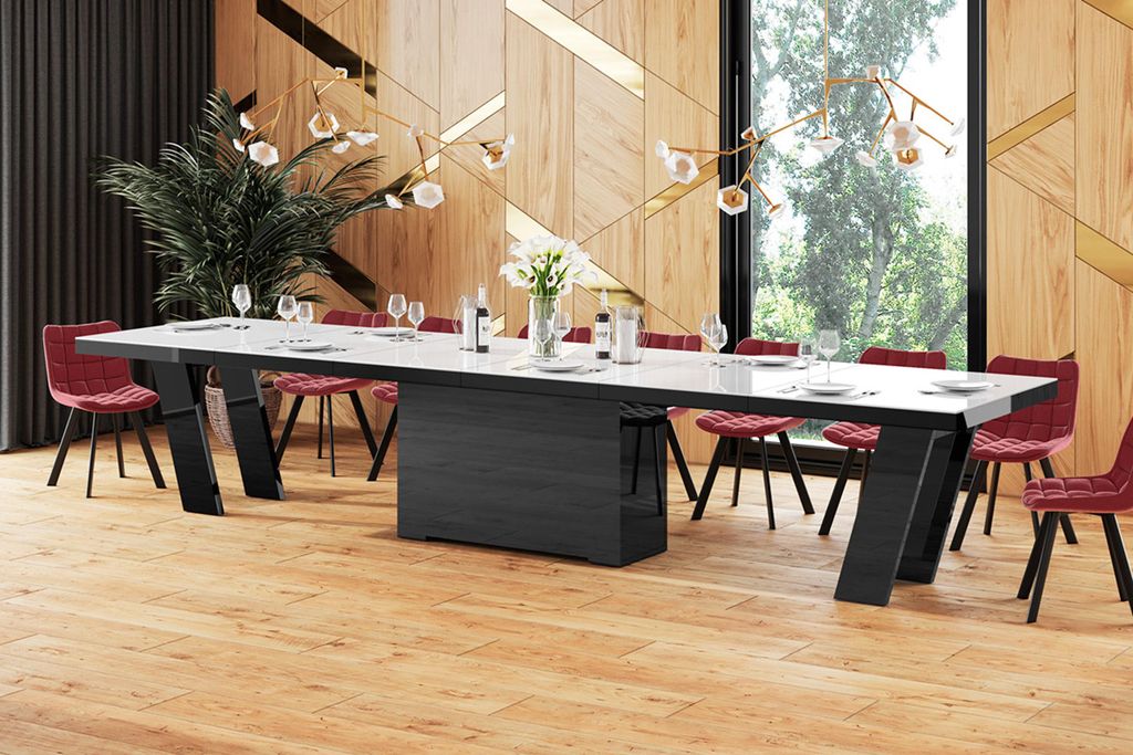 Design Esstisch Tisch HEG-111 Hochglanz XXL ausziehbar 160 bis 412 cm