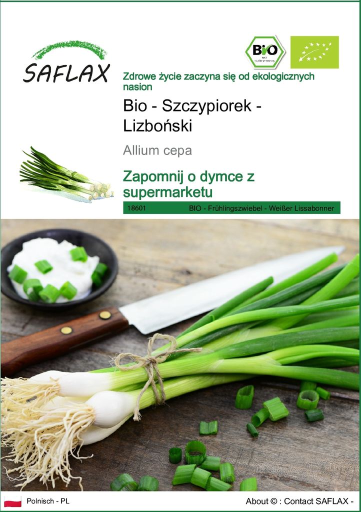 SAFLAX - Bio - Szczypiorek - Lizboński - 150 Nasiona - Zdjęcie produktu 