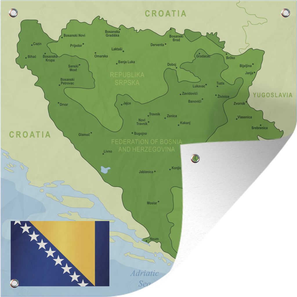 MuchoWow 100x100 cm Outdoor-Poster Gartendeko Sichtschutz Garten Poster für den Garten Illustration von Bosnien und Herzegowina in grüner Farbe