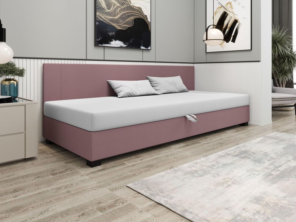 Gepolstertes Einzelbett 80x195 ARIADNA BIZ 1 - rosa/weiß