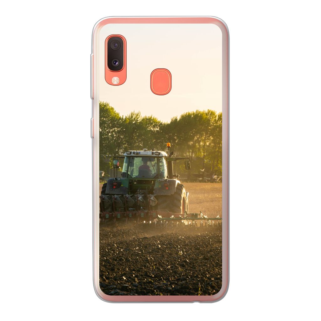 MuchoWow Handyhülle Schutzhülle Hülle für Samsung Galaxy A20e Traktor - Vogel - Land Silikon Softcase Handy Hülle - Abdeckung