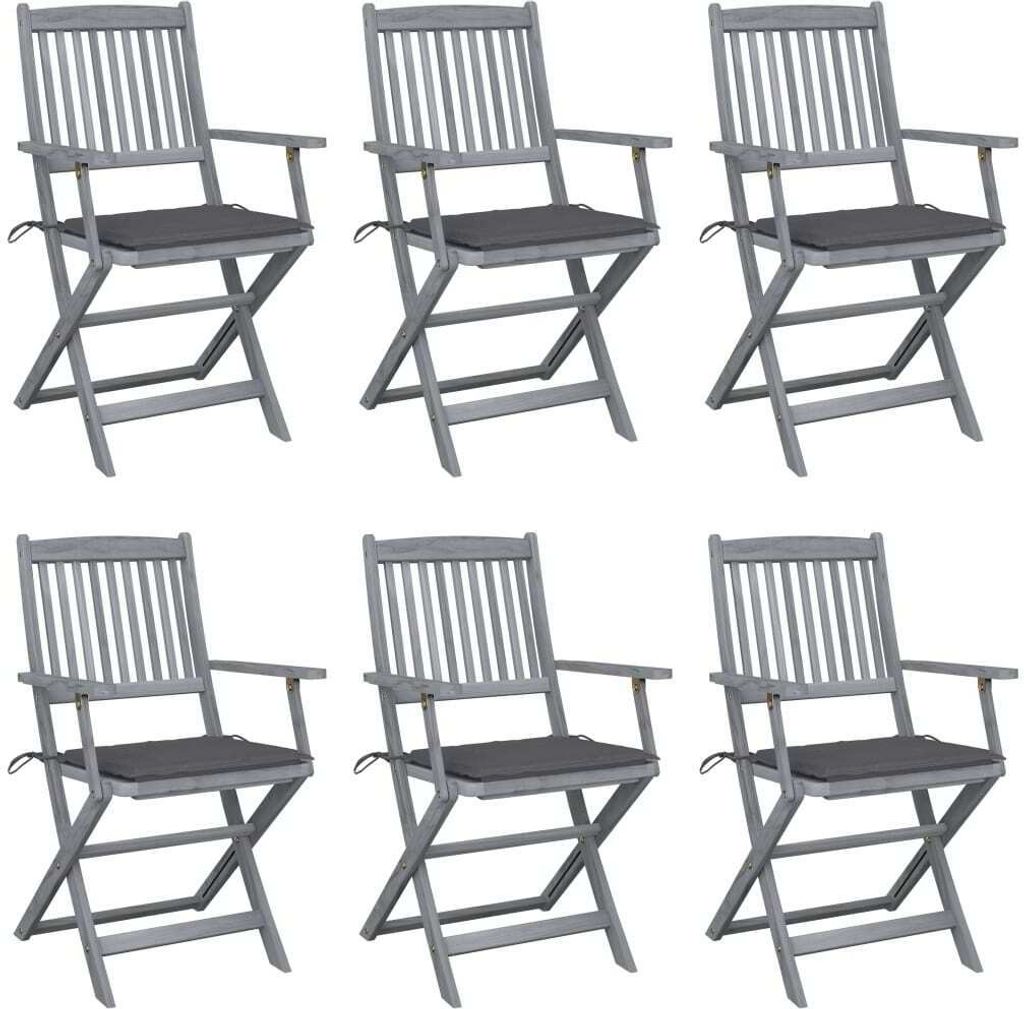 Klappbare Gartenstühle 6 Stk. mit Sitzkissen Massivholz Produktbild 