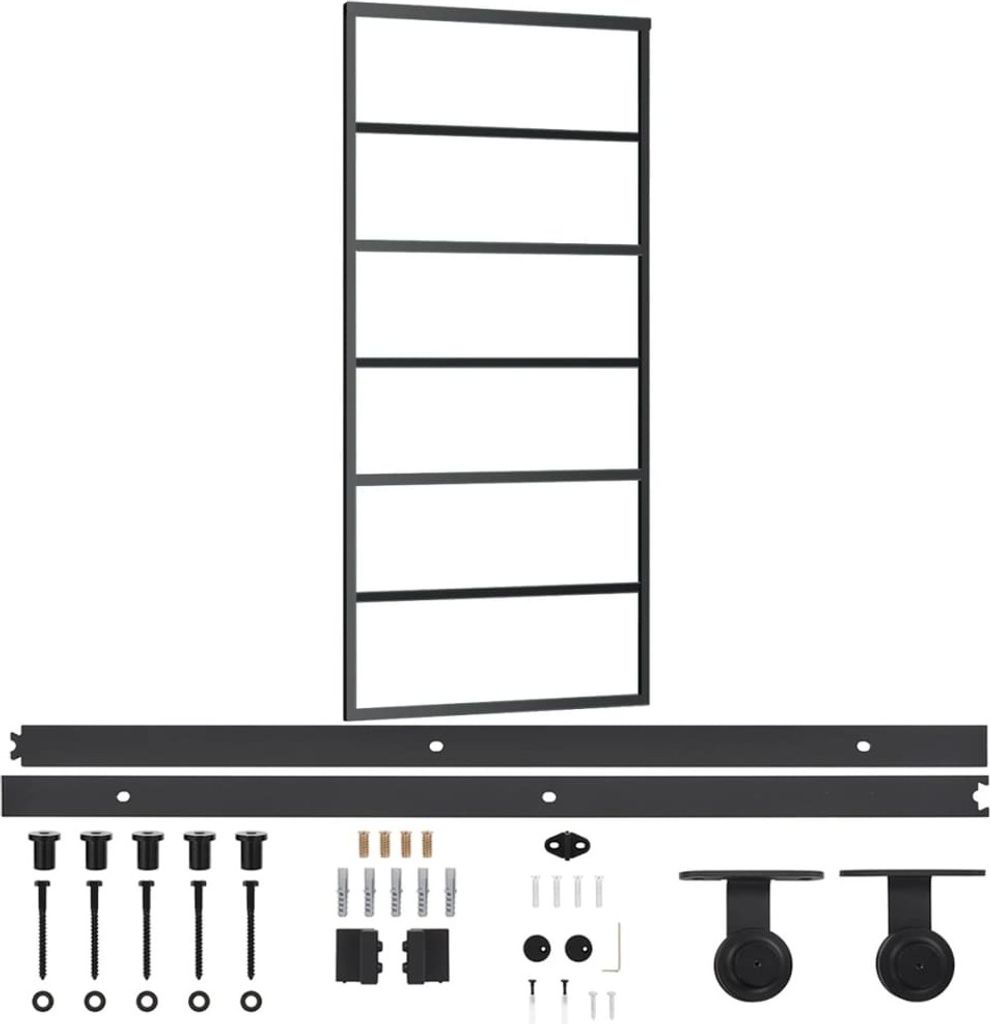 Möbel Schiebetür mit Beschlag ESG-Glas & Aluminium 90x205 cm - Zimmertüren CLORIS3042030