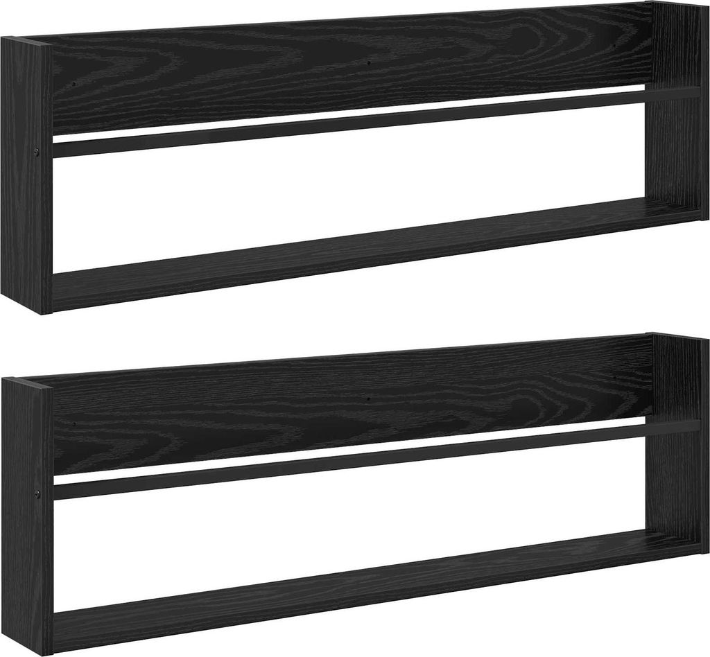 Magazinregal 2 pcs Schwarz Eichen-Optik 100 x 12 x 30 cm