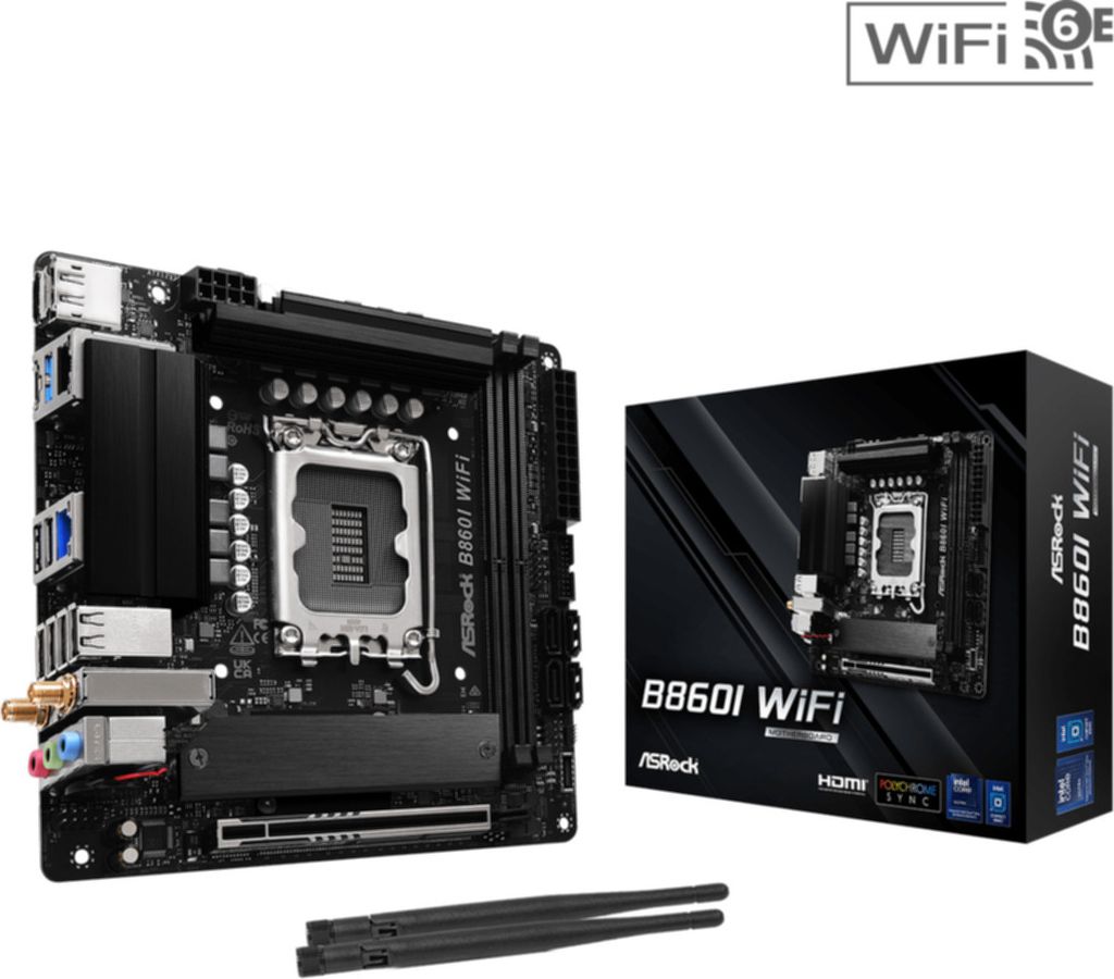 Asrock B860I WiFi, Intel, LGA 1851 (Socket V1), DDR5-SDRAM, 128 GB, DIMM, Zweikanalig