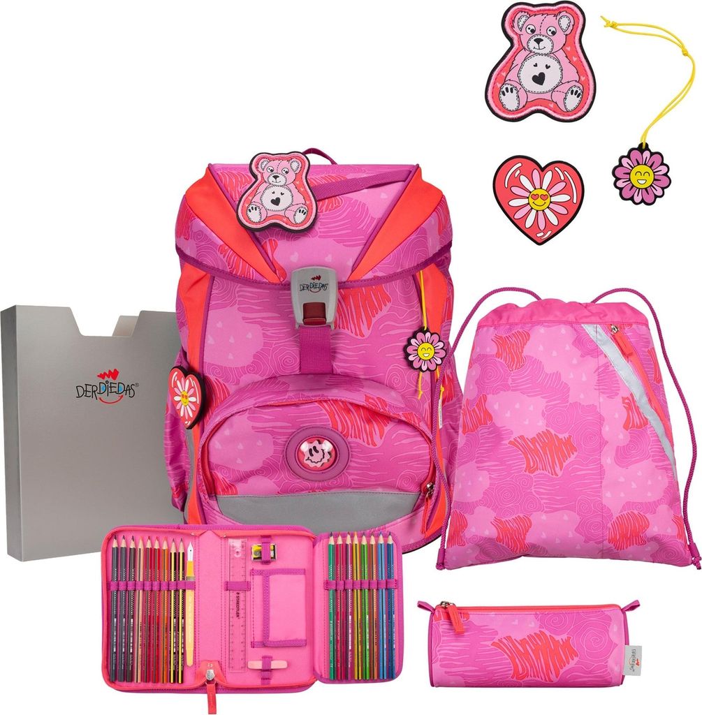DerDieDas ErgoFlex Light Roses Schulranzenset 5-teilig Produktbild 