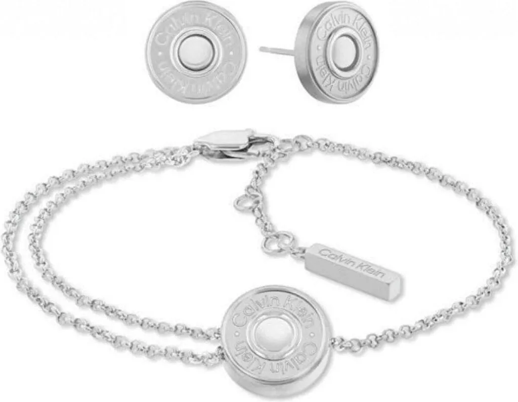 Parure bijoux femme Calvin Klein avec bracelet et boucles d'oreilles argent