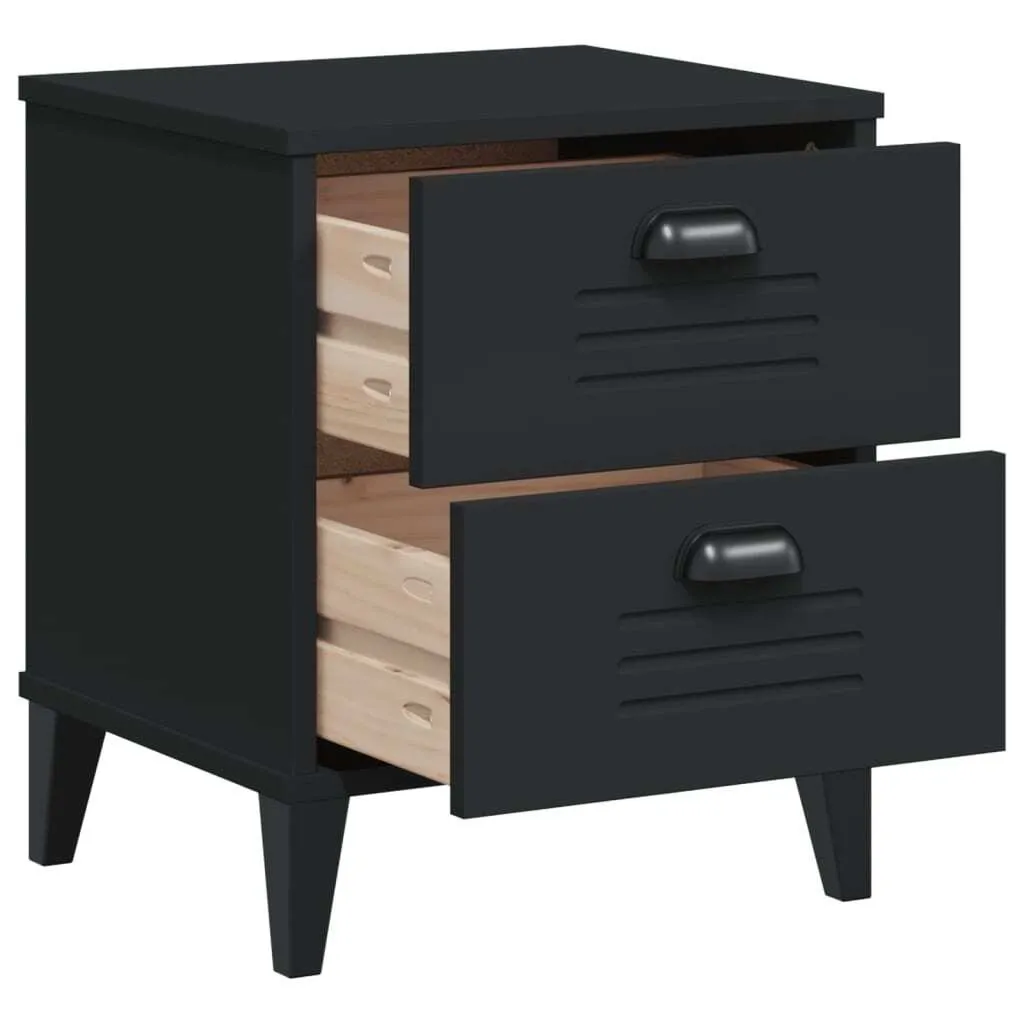 Table de chevet VIKEN Noire mate - Structure bois robuste et durable