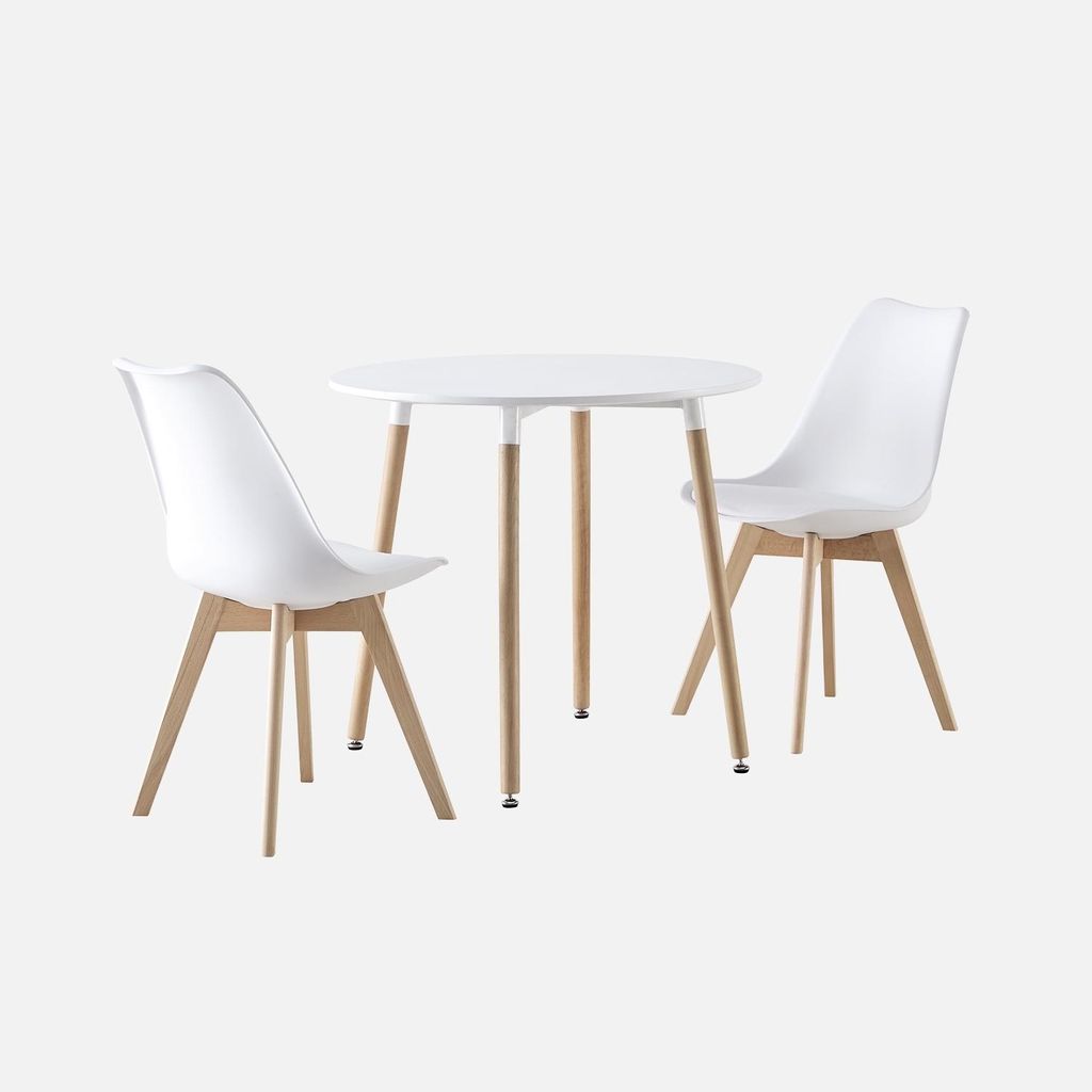 Set da pranzo tondo e 2 sedie, 80cm , Bianco Immagine del prodotto 