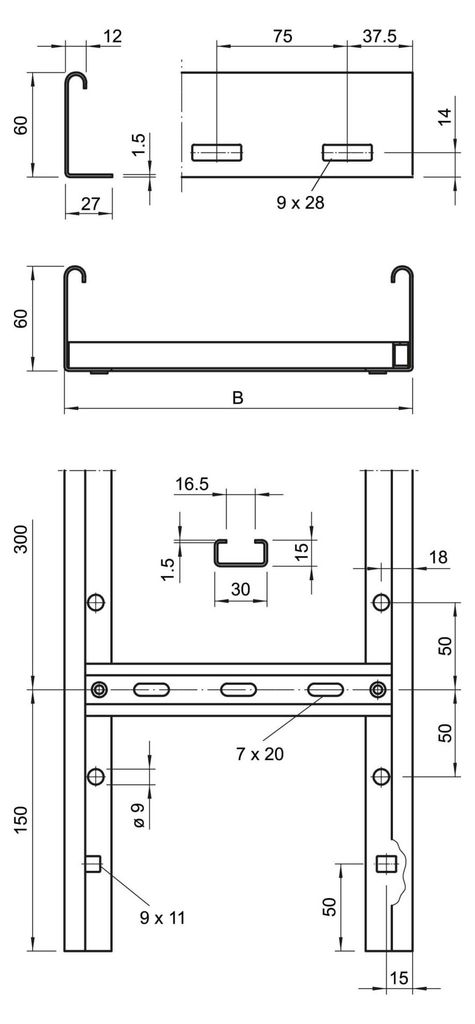 OBO BETTERMANN kabelový žebřík děrovaný š.VS Sp.60x200x3000 Obrázek produktu 