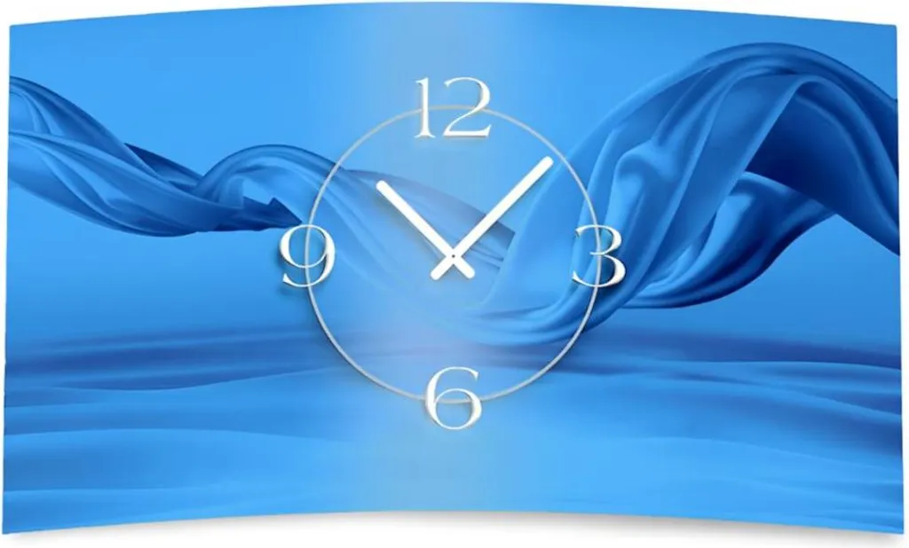 Horloge murale design dixtime 3D-0075 en soie bleue style abstrait 40cm