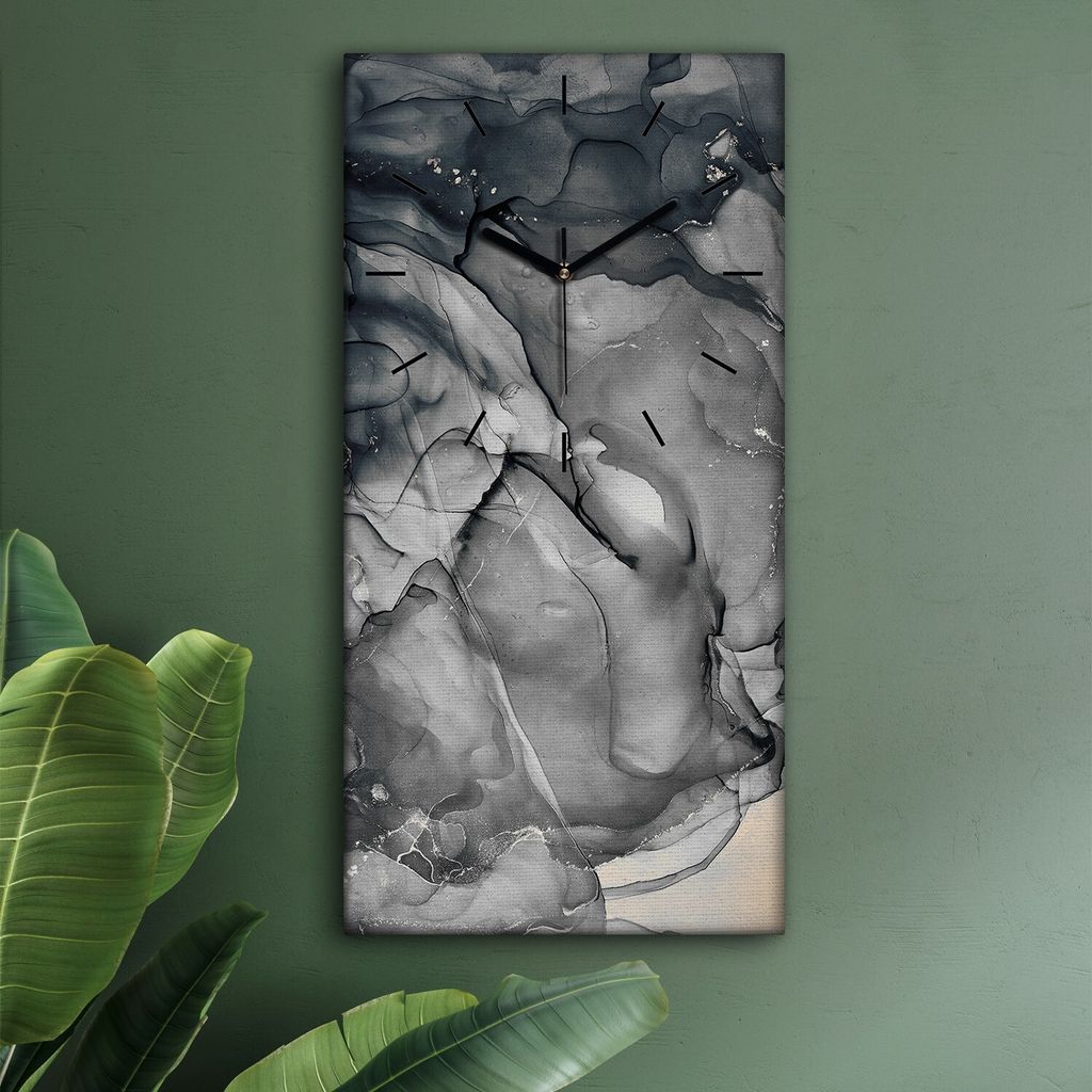 Wohnzimmer Leinwand Uhr Geräuschlos Küche 30x60 Farbiger, Marmor, Abstrakt, Textur, schwarze Zeiger