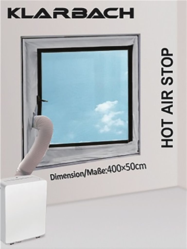 Fenster Abdichtung für Klimaanlagen HAS_01 | 400 cm lang | 50 cm breit | Kunststoff mit Reißverschluss | Weiß