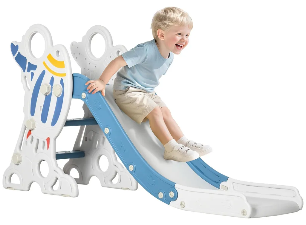 Petit toboggan premier âge gris en plastique - Structure de jeux stable