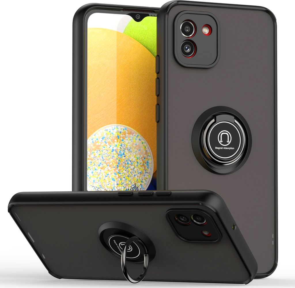 Samsung A03 Hülle, Ring Halter Ständer Matte Transluzent Produktbild 