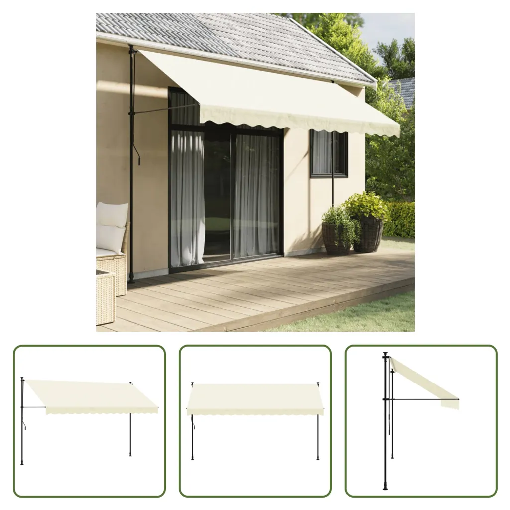Tenda da Sole Economica e Resistente 350x150 Acciaio Crema