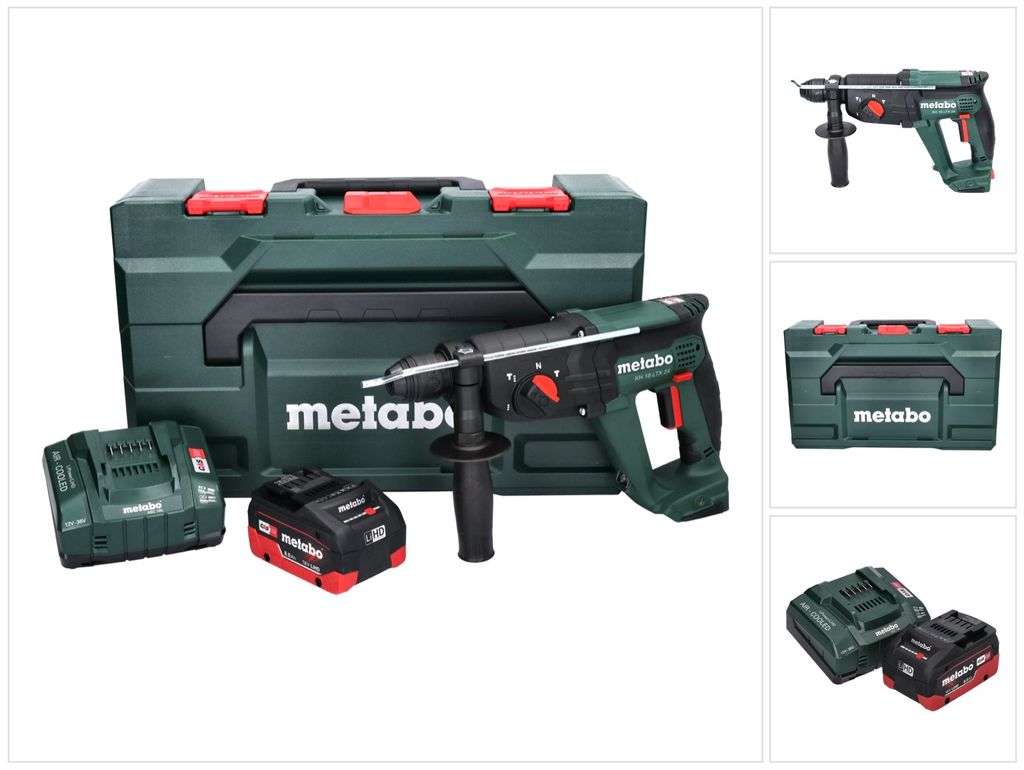 Metabo KH 18 LTX 24 Akku Kombihammer 18 V 2,1 J SDS plus + 1x Akku 8,0 Ah + Ladegerät + metaBOX