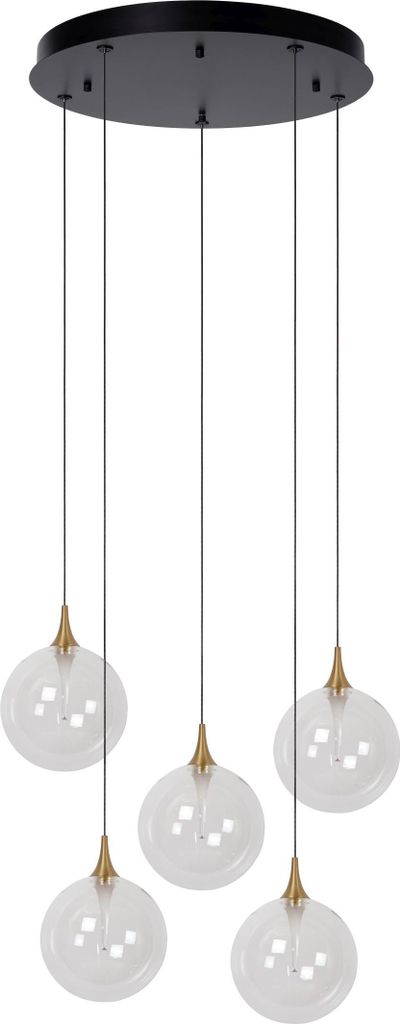 Hängelampe LED Metall Glas H: max. 150 cm Schwarz Kugel Schirm warmweiß 2700 K 330 lm Modern