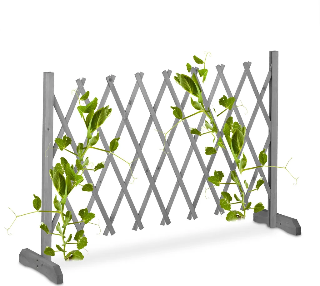 Treillis en Bois Gris Rétractable pour Balcon et Jardin Design Moderne