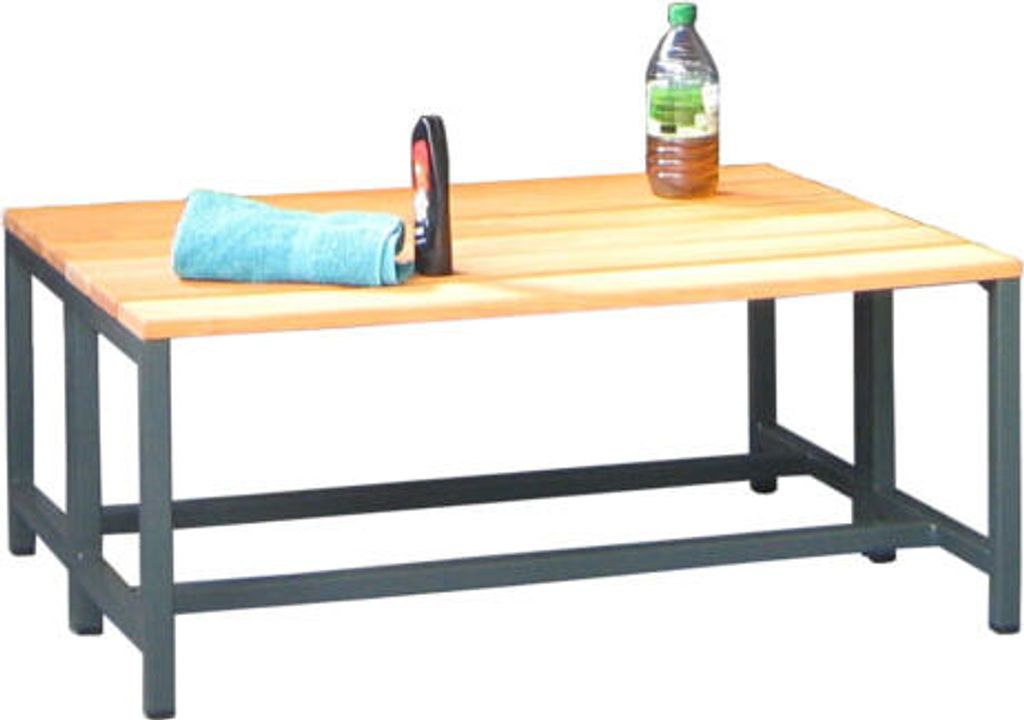 Doppelseitige Umkleide-Sitzbank - 430 x 1.000 x 740 mm (HxBxT) - Kunststoffleisten - mit Schuhrost - reinorange