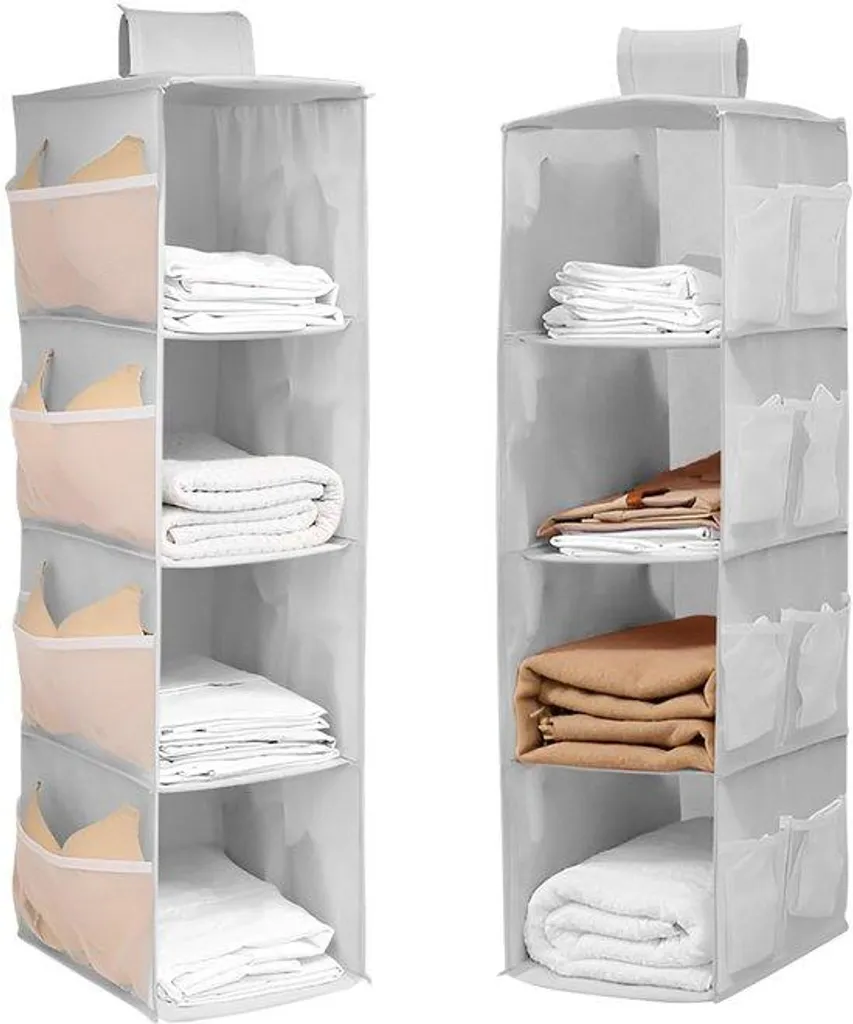 Rangement Cintres Gain de Place en Tissu Oxford Durable - Lot de 2 Pièces