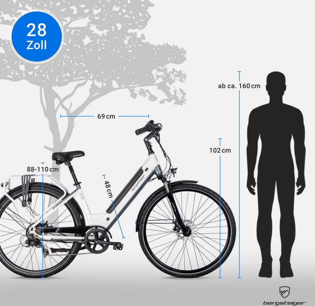 Bergsteiger Hampton 28 Zoll City E-Bike mit 250 Watt Motor, Produktbild 7
