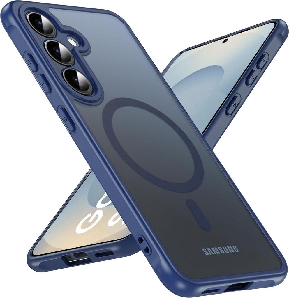 Magnet-Case für Samsung Galaxy S25 Plus Hülle Magsafe Schutzhülle Stoßfest TPU-Rahmen starker Magnetring, Blau