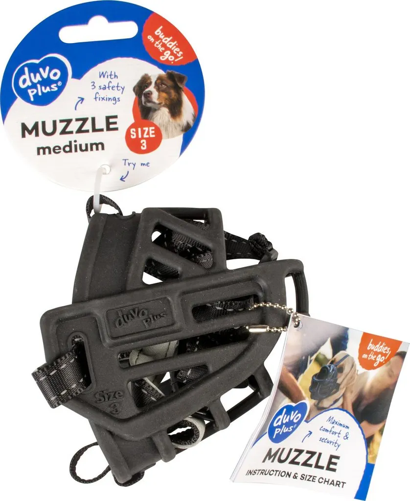 Muselière flexible Duvo+ caoutchouc noir taille M sécurité et confort