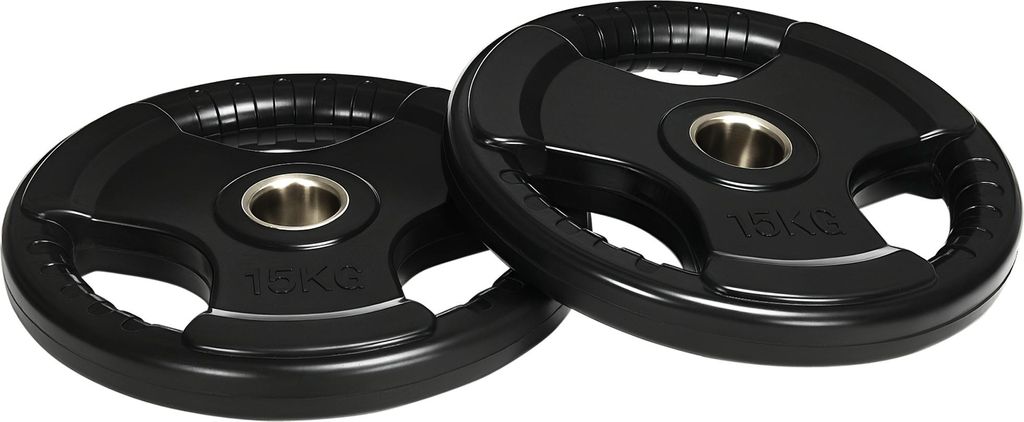 Hantelscheibe, 2er-Set, 15 kg pro Scheibe, drei Griffe, Produktbild 