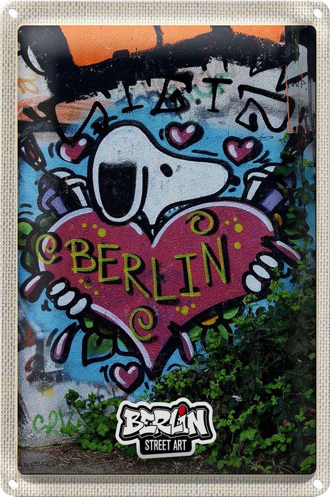 Blechschild Reise 40x30cm Berlin Liebe Graffiti Kunst Street Art