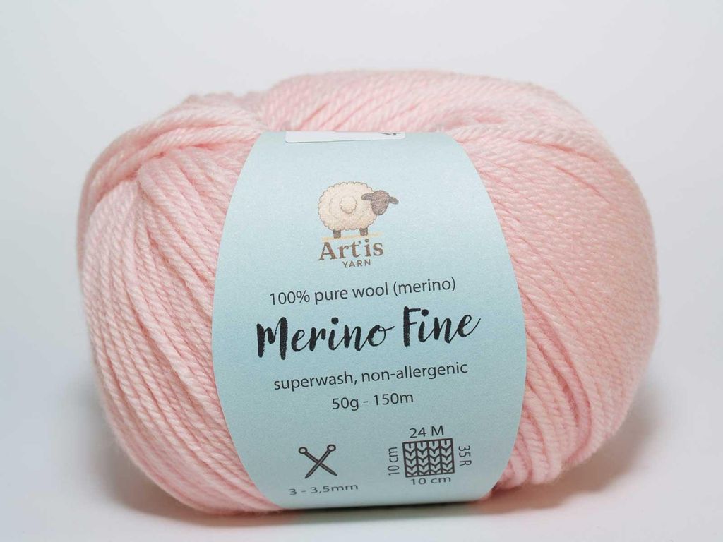 Merino Fine Art'is Yarn 100% Wolle | Superwash & Antiallergisch (50g/150m) (24 babyrosa)