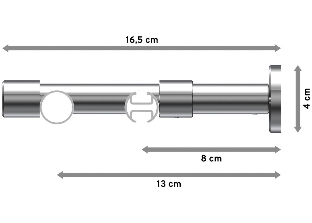 Interdeco Rundrohr-Innenlaufstange / Gardinenstange (Kombination) Weiß / Chrom, Typ Prestige Tanara (Konus Bicolor), 20 mm Ø 2-läufig, 600 cm