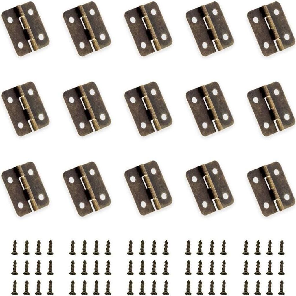 50 Teile Bronze Antik Mini Charnières Se Pliant Charnière Connecteurs DIY Petit Charnières avec 200 Ongles de Rechange pour boîte en bois Boît...