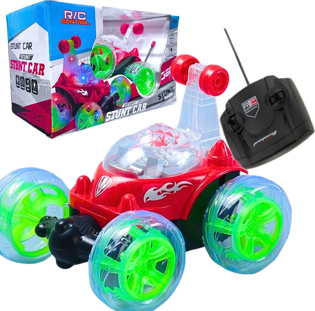 RC kaskadérske auto červené 360° svetlá melódie otočné Obrázok produktu 