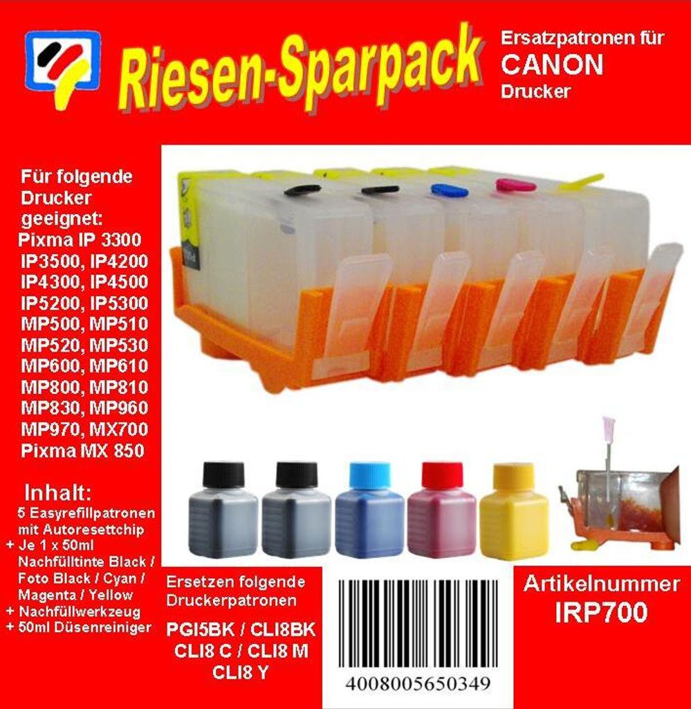 CISS / Easyrefill PGI5 & CLI8 Dr. Inkjet Startpaket mit 250ml Druckertinte