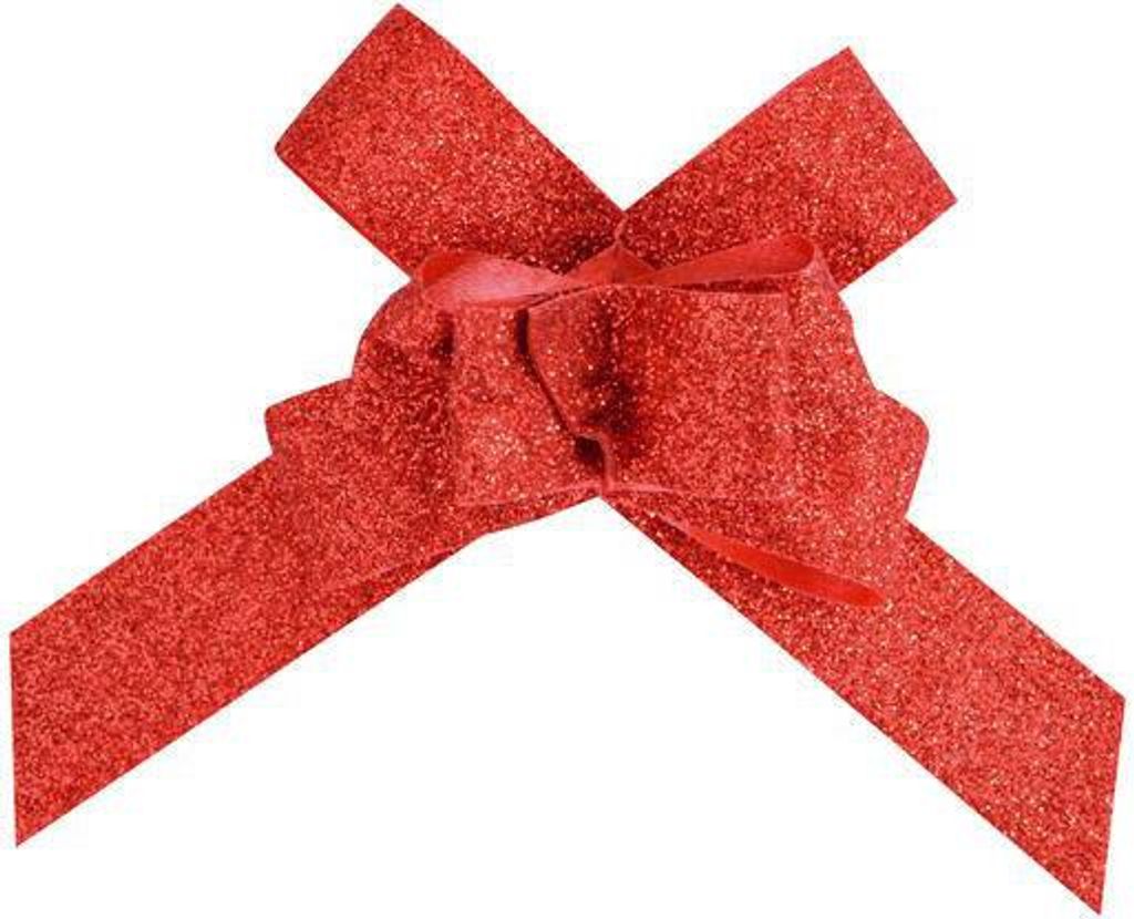 Deko-Schleife mit Glitzer 10 Stück rot 14cm - Einheitsgröße