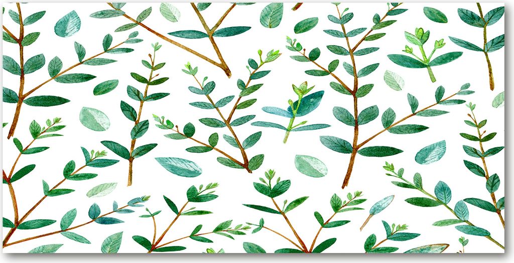 Tulup Glas-Bild -140x70- Wandkunst Dekorative Wand für Küche & Wohnzimmer - Blumen & Pflanzen - Eukalyptus - Grün