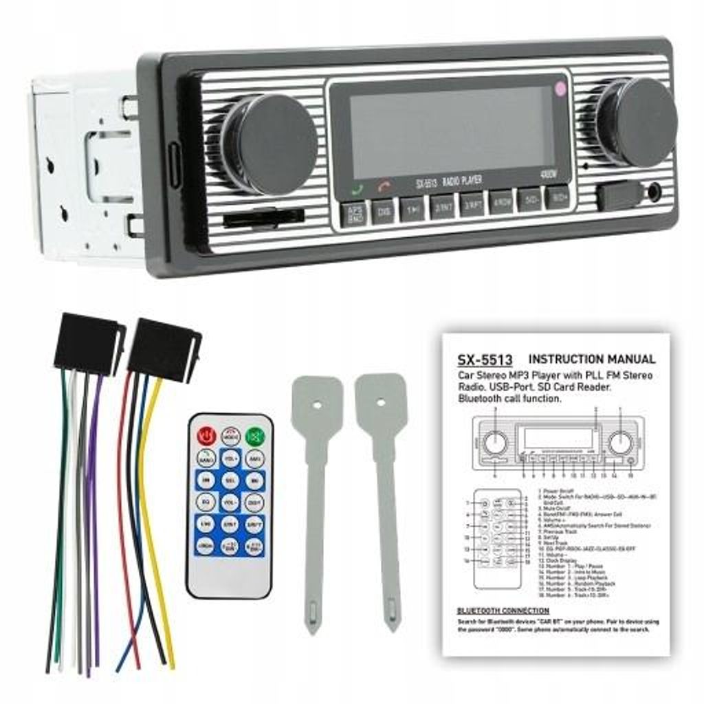 Retro Autorádio, Bluetooth, Fm, Klasický Styl, Mikrofon V Obrázek produktu 