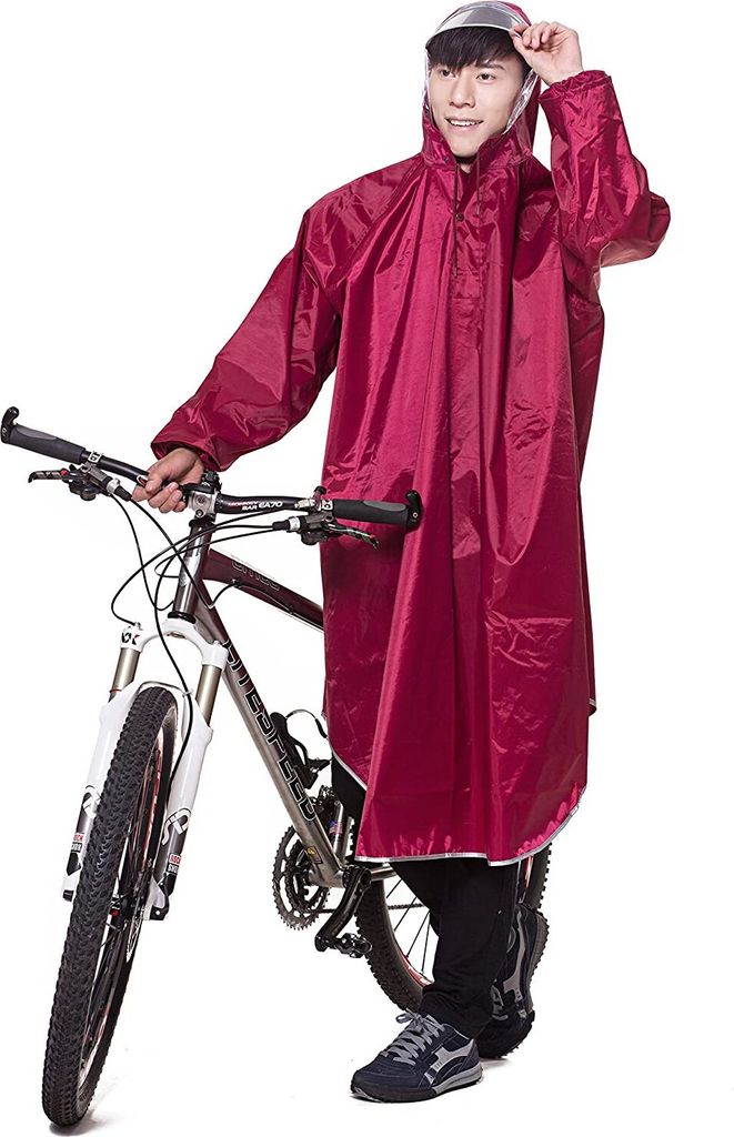 Bike Fahrrad Regenjacken Regenponcho Wasserdicht Regenmantel für Die Jagd Camping Freizeit Regenmäntel Regencape Weinrot 3XL