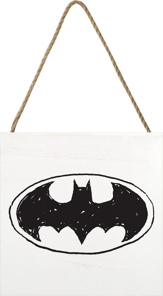 Batman - Holzklotz "Fun Sketch", Logo PM6032 (20 cm x 20 cm) (Weiß/Schwarz)