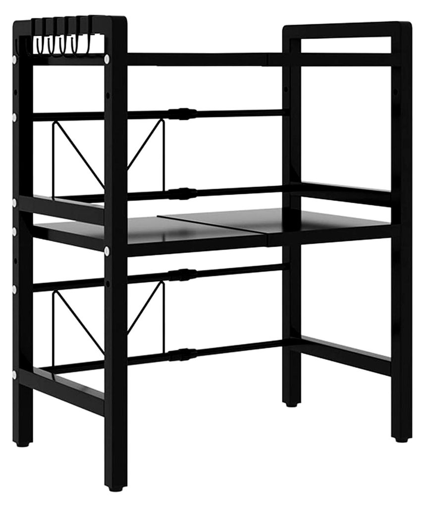 Verstellbares Mikrowellenregal – robustes Regal mit Haken, platzsparendes Design, trägt bis zu 25 kg für die Küchenaufbewahrung