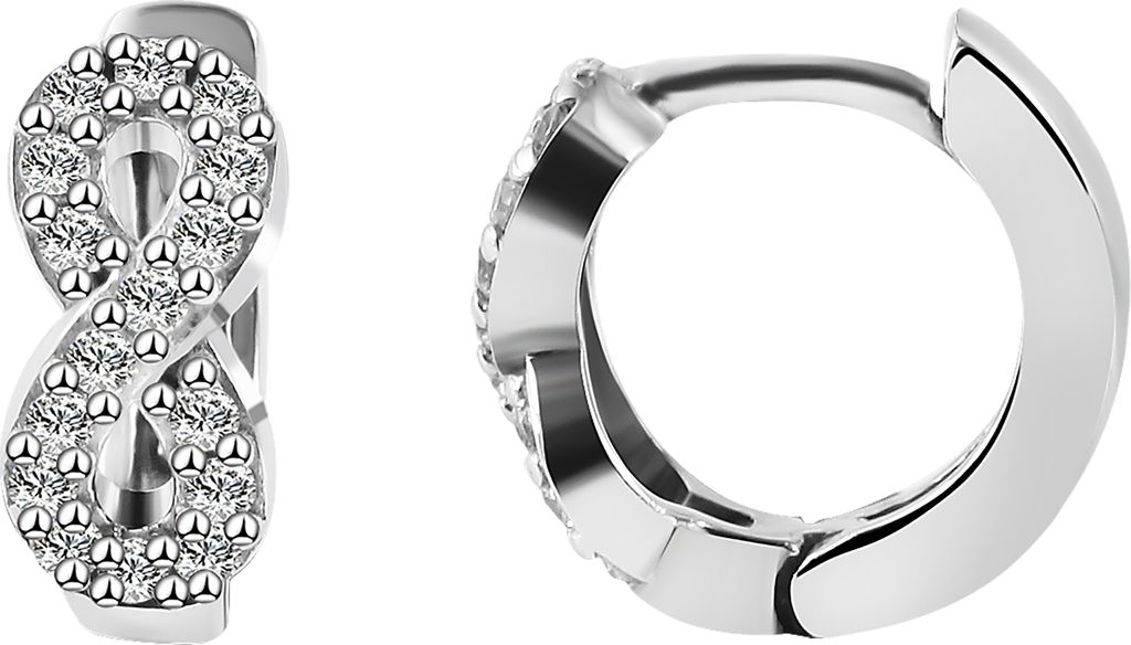 925/- Echt Silber Klapp-Creolen "Adira" mit Zirkoniabesatz, Produktbild 