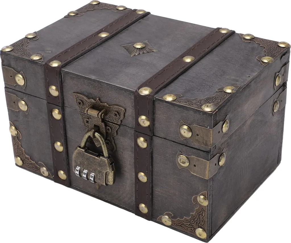 Coffre aux Trésors Vintage avec Cadenas à Code en Métal Robuste Marron