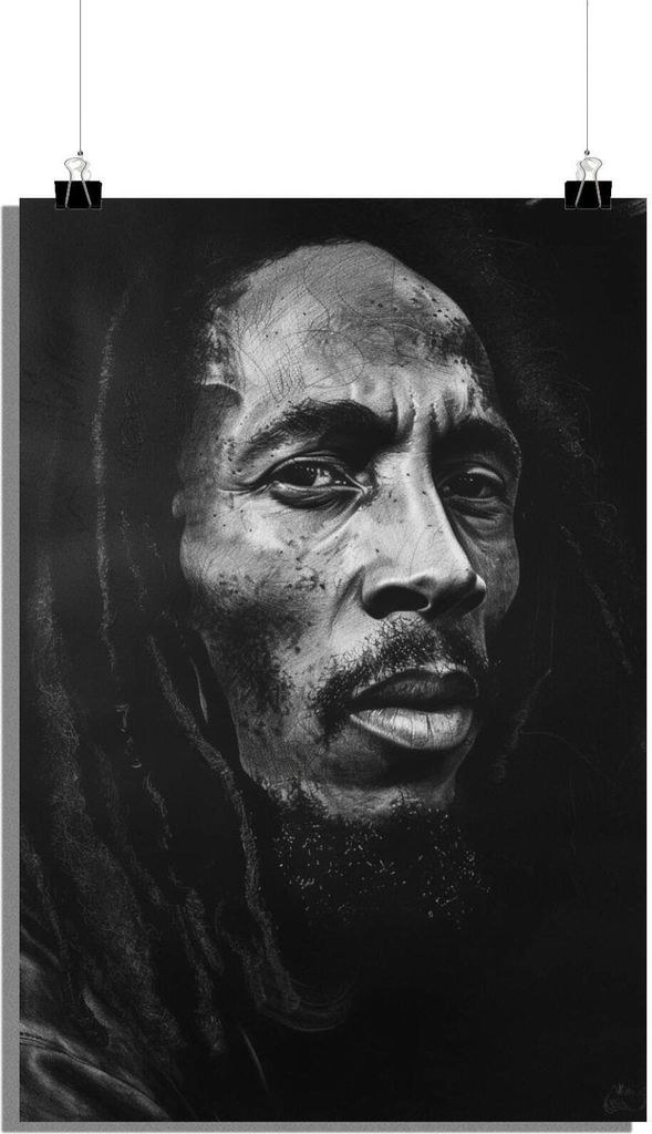 Bob Marley Poster - Musik Poster - Porträt Poster - Schwarz-Weiß Poster - 51x71cm - Perfekt zum Einrahmen
