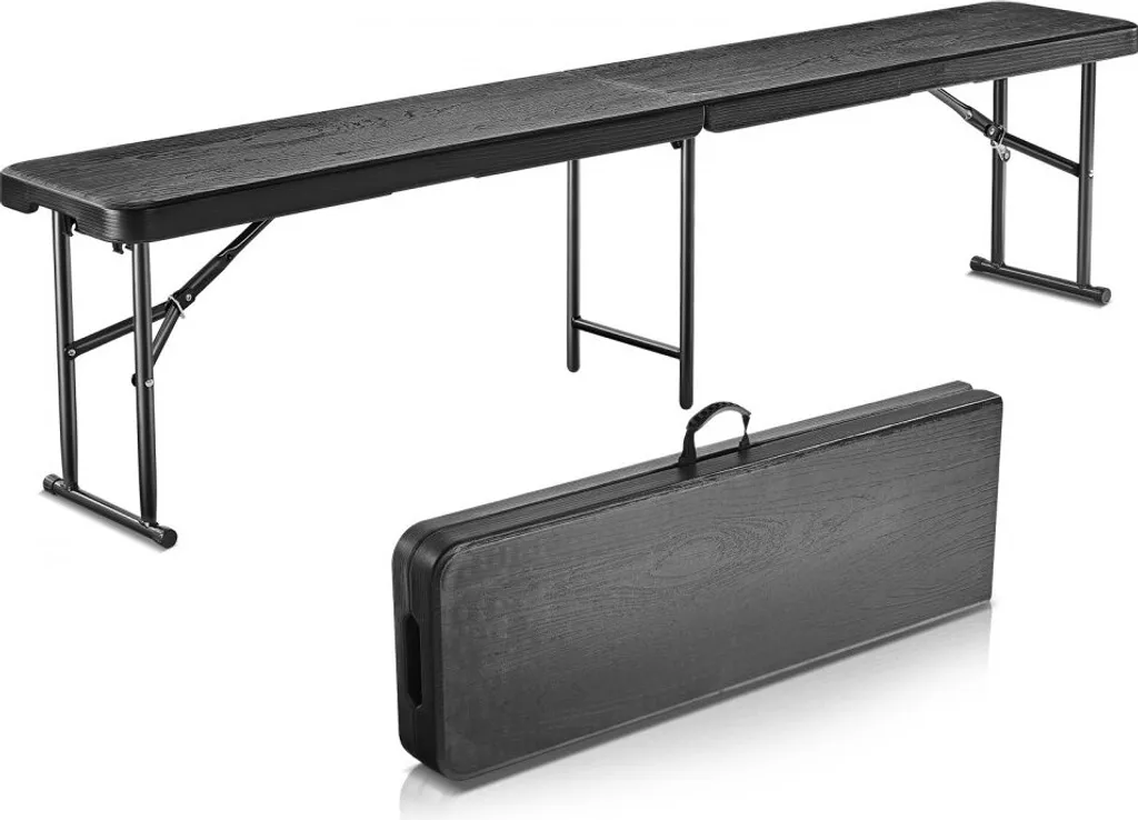 Panca da Birra Pieghevole 183 cm Nero - Panca Giardino Alta Qualità